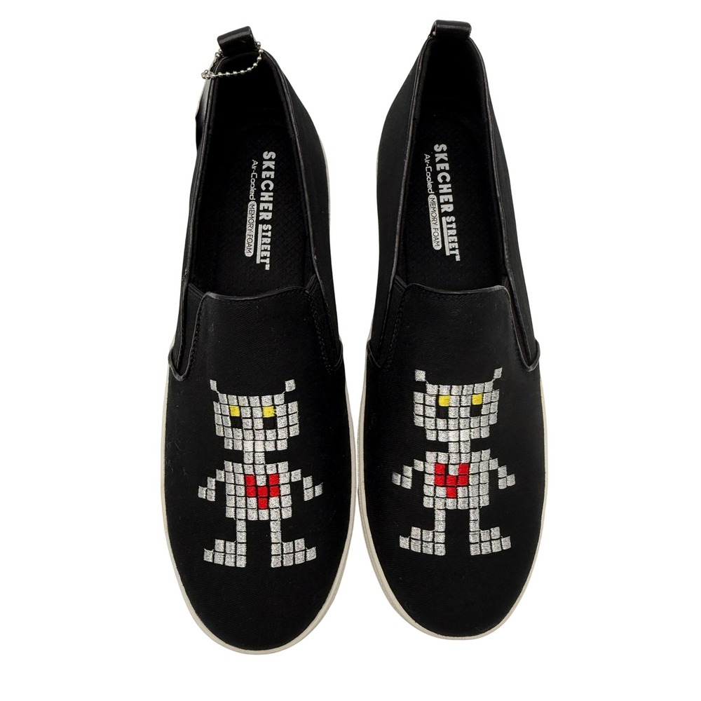 Skechers Street Slip On Womens 9.5 Black New Robot Pixel Studded Sneakers 796